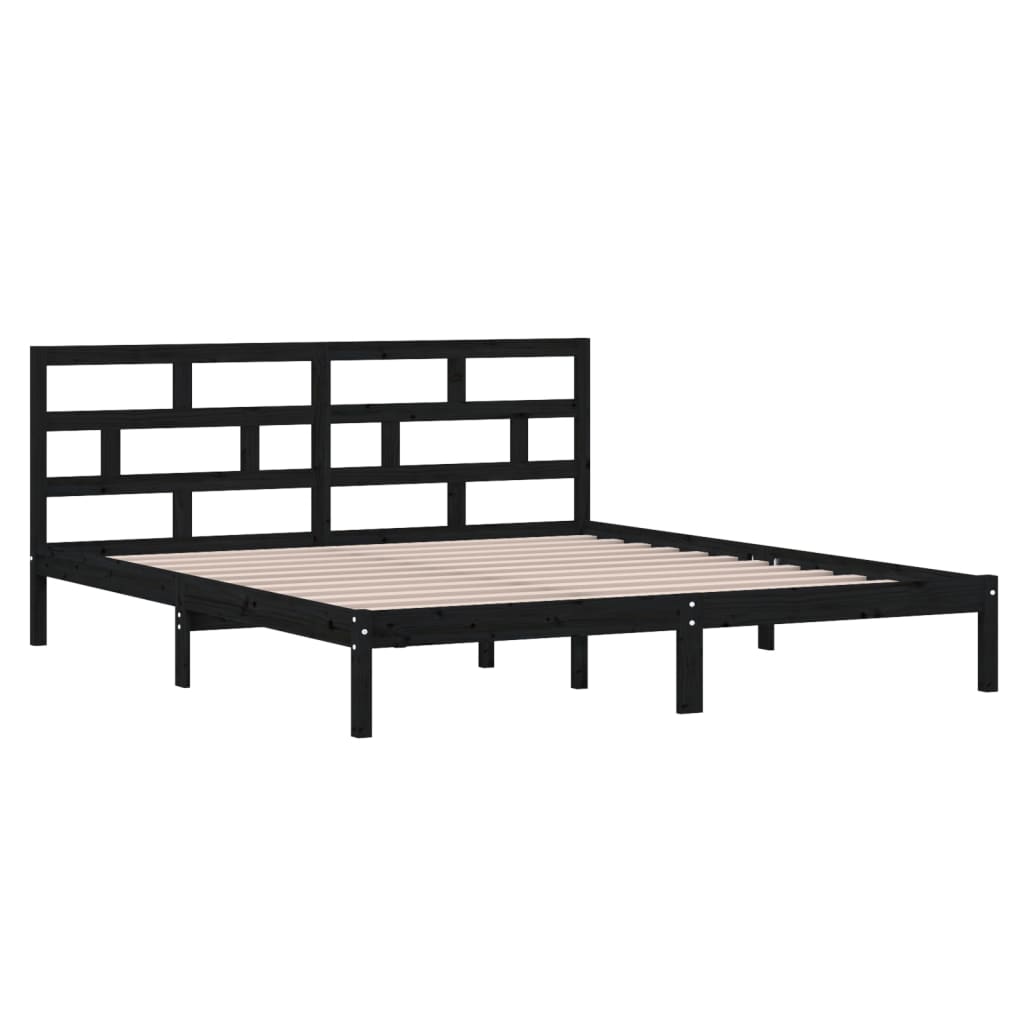 

vidaXL Bedframe massief hout zwart 135x190 cm 4FT6 Double