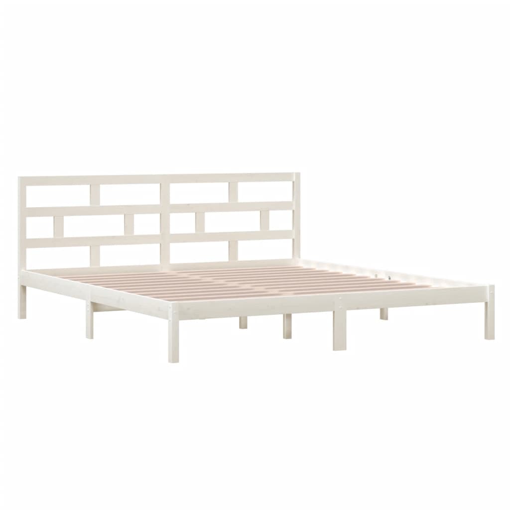 vidaXL Bedframe massief grenenhout wit 140x190 cm afbeelding