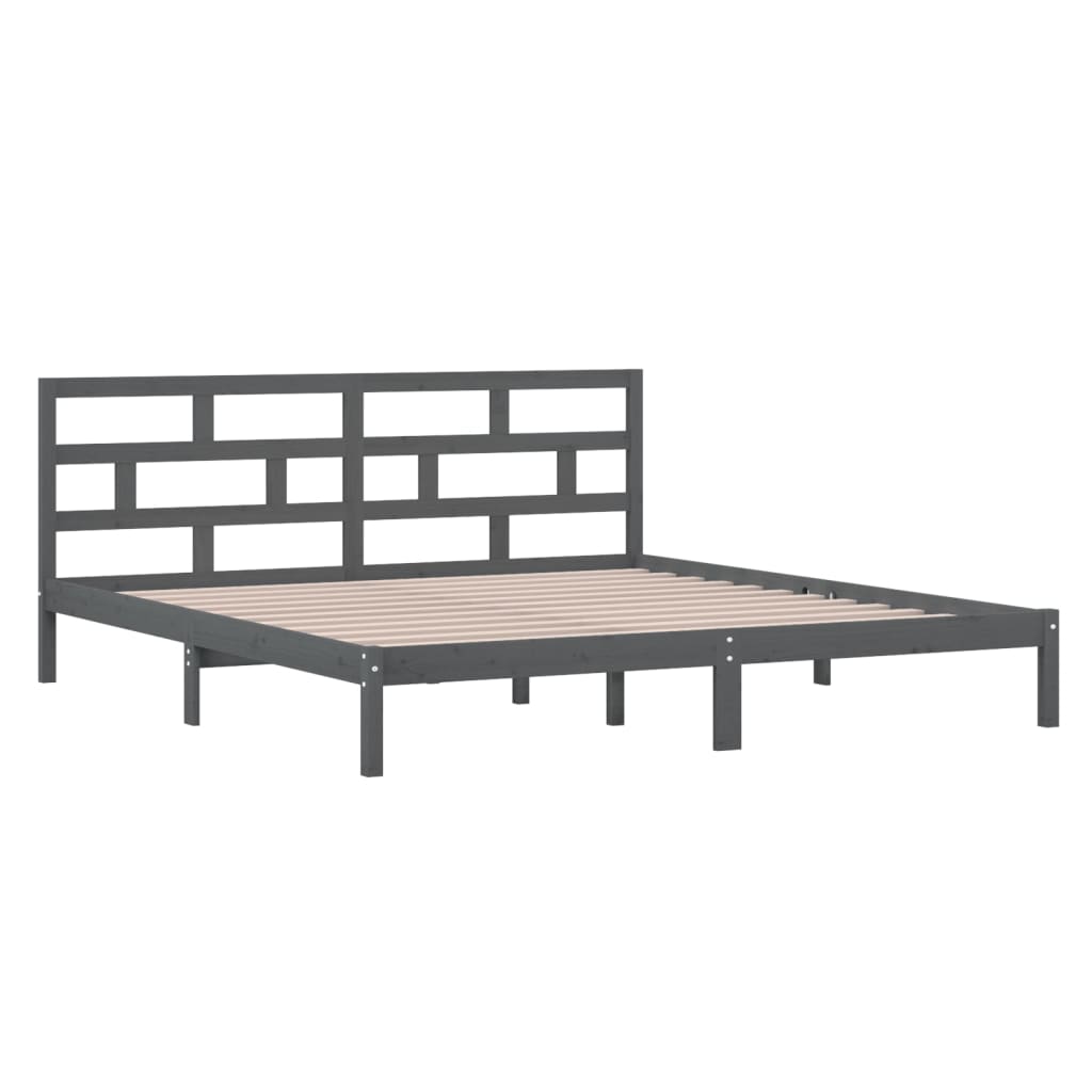 vidaXL Bedframe massief grenenhout grijs 140x190 cm