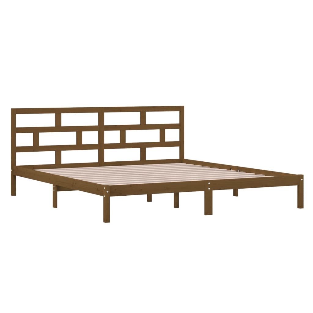 vidaXL Bed Frame Honey Brown Solid Wood Pine 140x190 cm