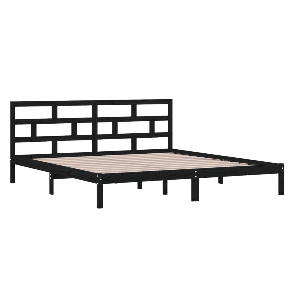 vidaXL Bedframe massief grenenhout zwart 140x190 cm