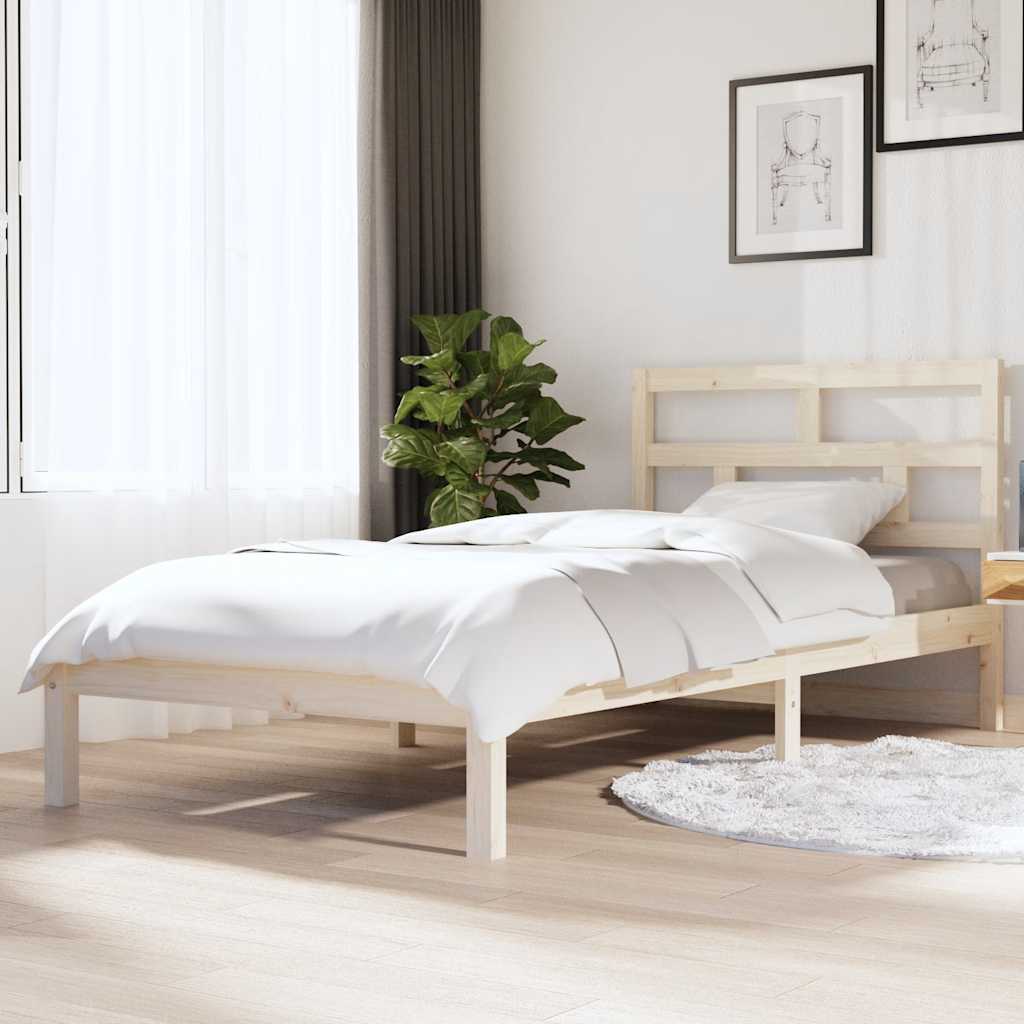 Sengeramme 90x200 cm i massivt fyrretræ - enkeltmandsseng med hovedgærde