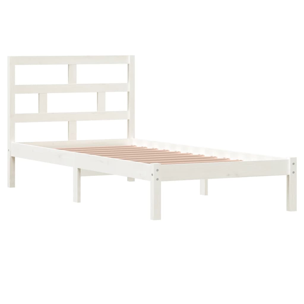 vidaXL Bedframe massief grenenhout wit 90x200 cm