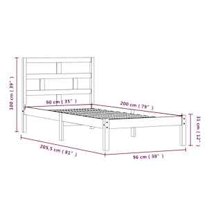 Rám postele bílý masivní borovice 90 x 200 cm - obrázek 8