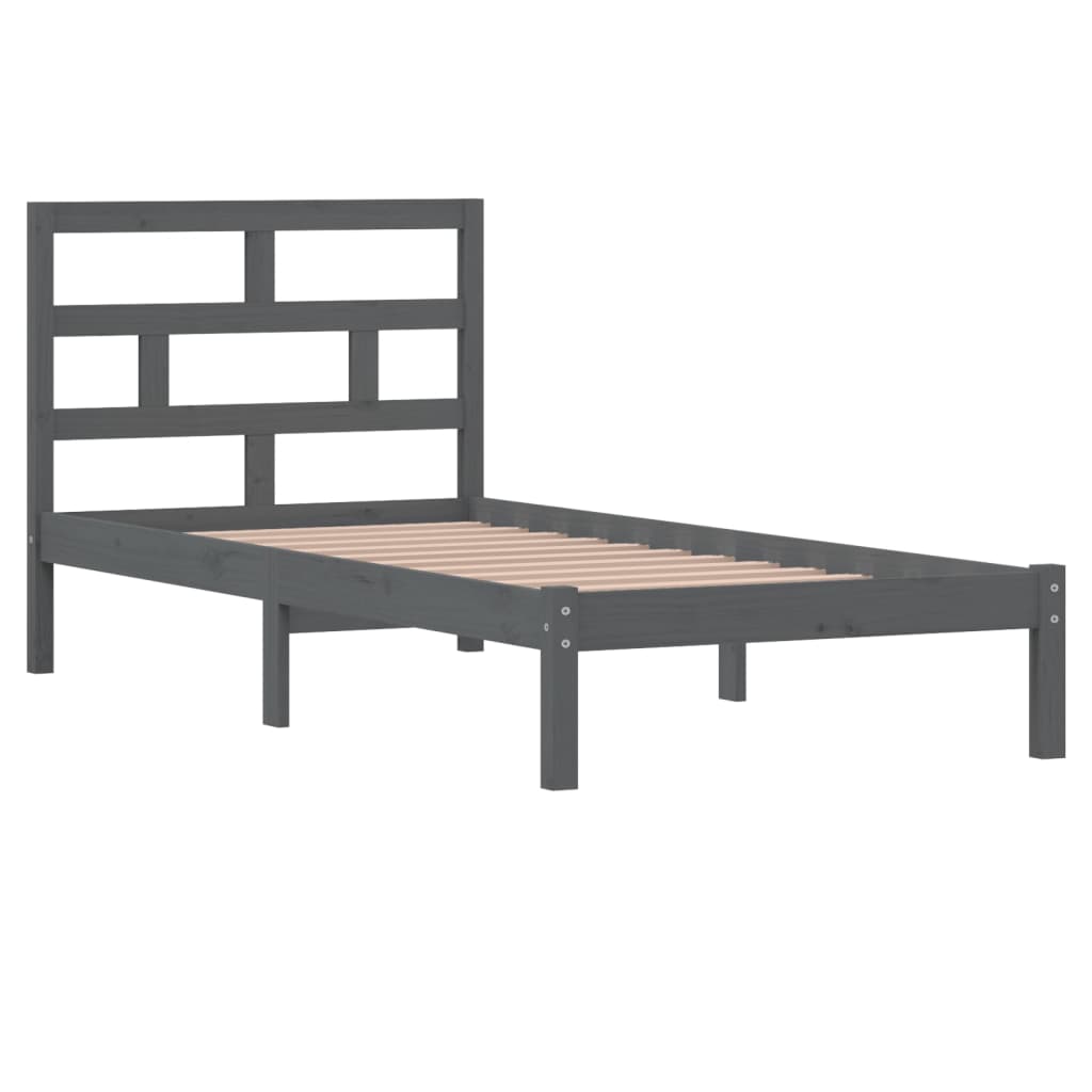 vidaXL Bedframe massief grenenhout grijs 90x200 cm