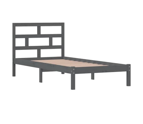 vidaXL Cadre de lit sans matelas gris bois de pin massif 90x200 cm