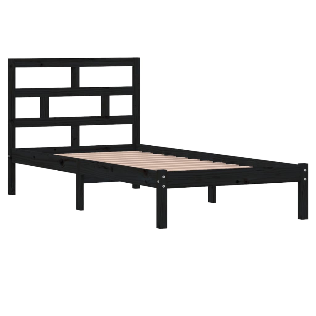 vidaXL Bedframe massief grenenhout zwart 90x200 cm