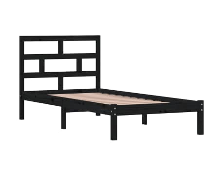 vidaXL Estructura de cama madera maciza de pino negro 90x200 cm