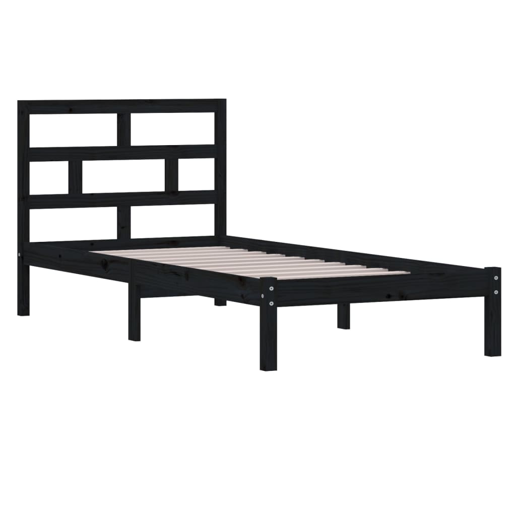 vidaXL Bedframe massief grenenhout zwart 100x200 cm