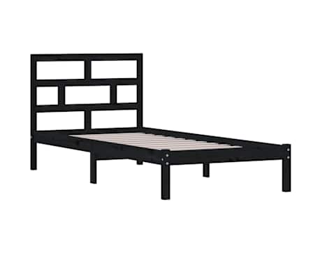 vidaXL Sengeramme svart heltre furu 100x200 cm