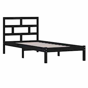 vidaXL Sengeramme svart heltre furu 100x200 cm