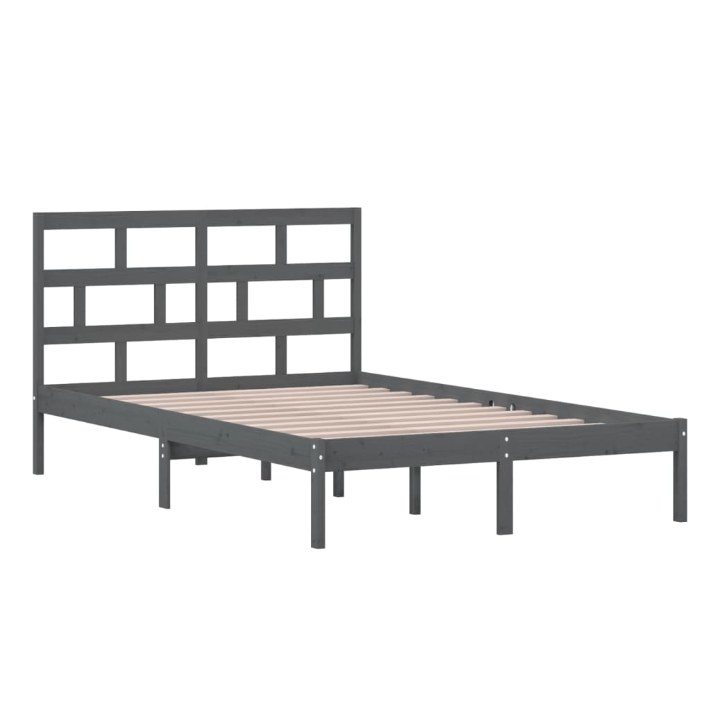 vidaXL Bedframe massief grenenhout grijs 120x200 cm