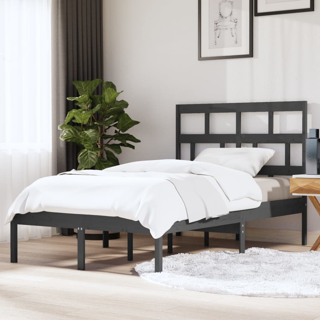 vidaXL Cadru de pat, gri, 120×200 cm, lemn masiv de pin 120x200 imagine noua