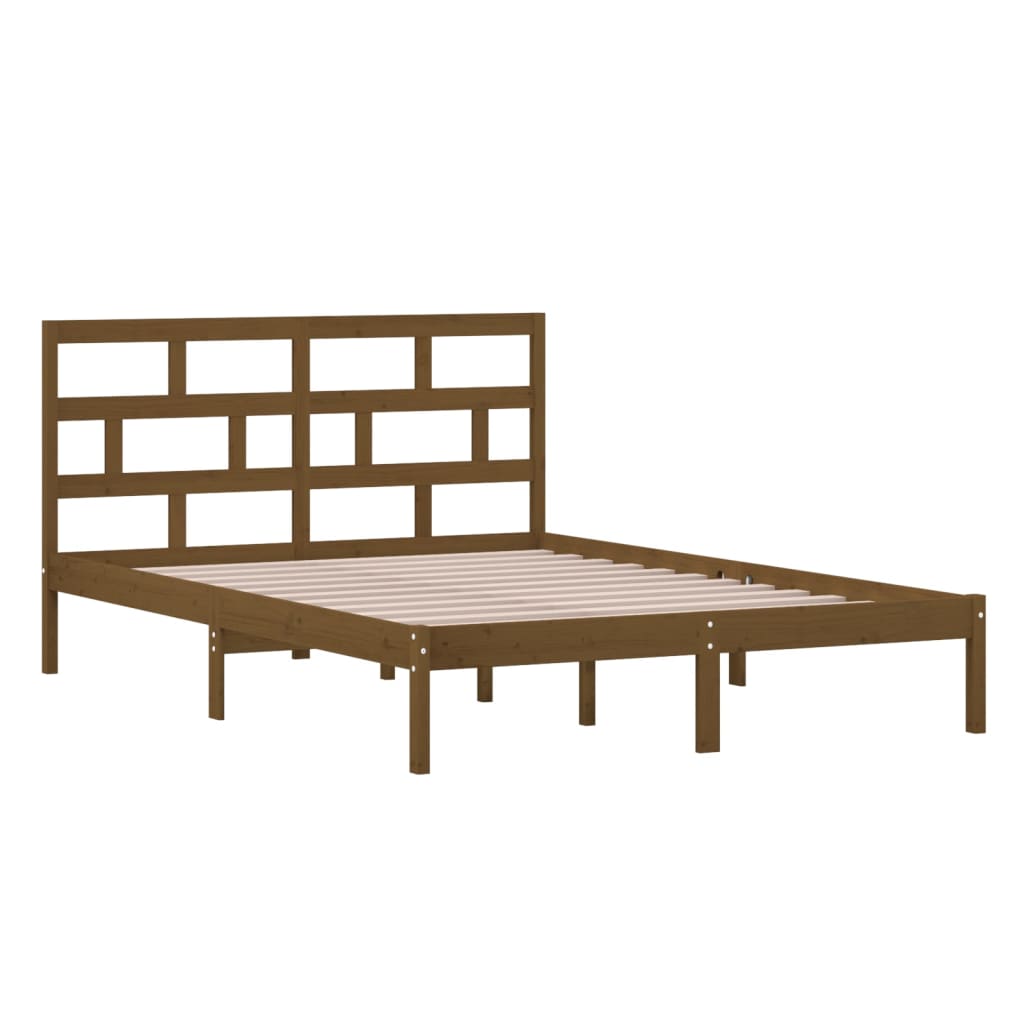 vidaXL Bed Frame Honey Brown Solid Wood Pine 140x200 cm