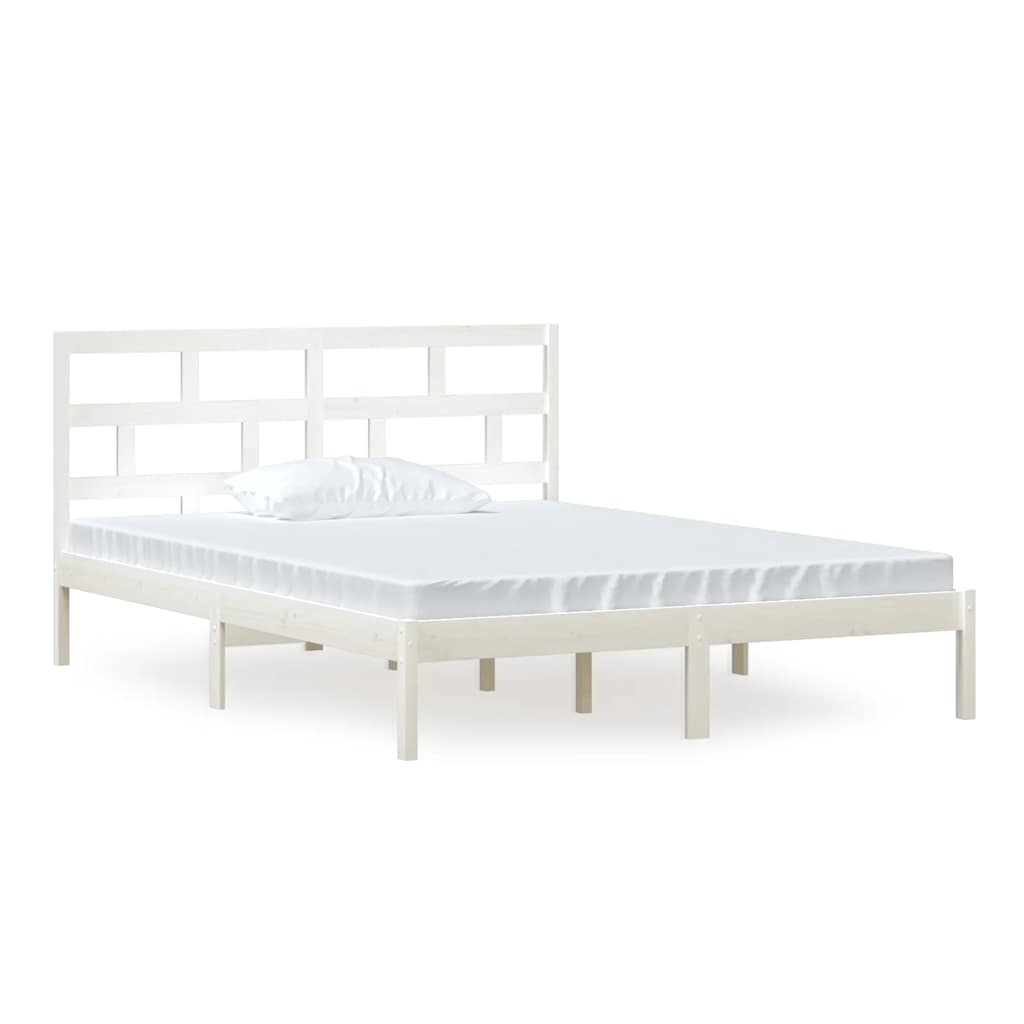 vidaXL Rám postele bílý 150 x 200 cm King Size masivní dřevo