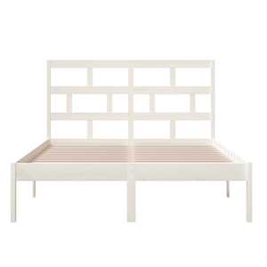 Rám postele bílý 150 x 200 cm King Size masivní dřevo - obrázek 4