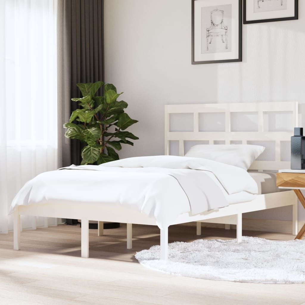 Rám postele bílý 150 x 200 cm King Size masivní dřevo