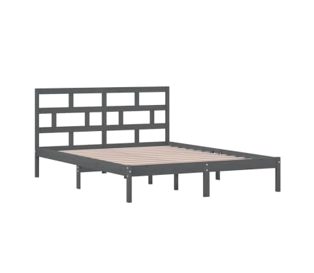 vidaXL Πλαίσιο Κρεβατιού Γκρι 150 x 200 εκ. Μασίφ Ξύλο King Size