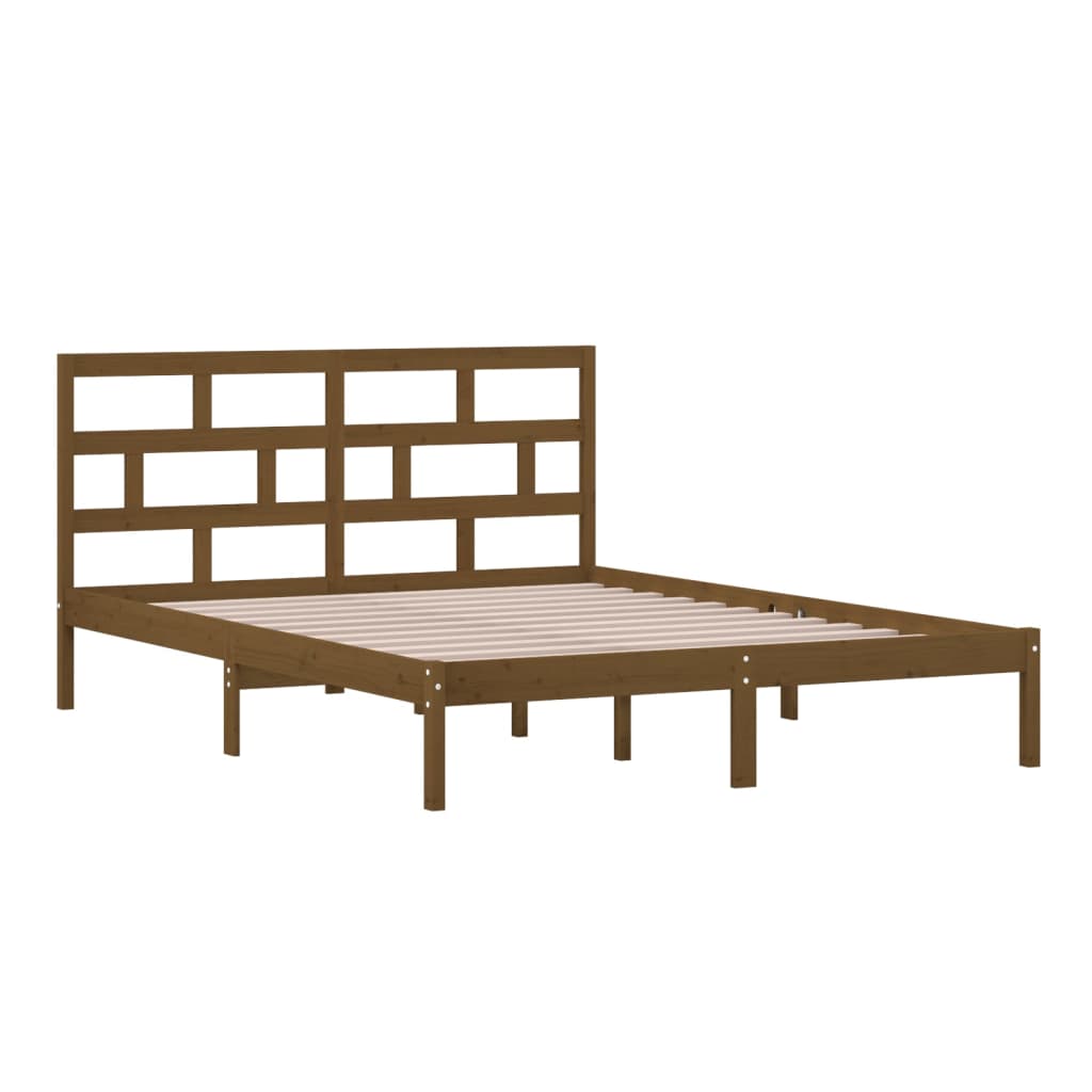 vidaXL Estructura de cama de madera maciza marrón miel 150x200 cm