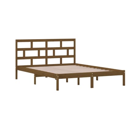 vidaXL Σκελετός κρεβατιού Honey Brown 150x200 cm King Size Μασίφ Ξύλο