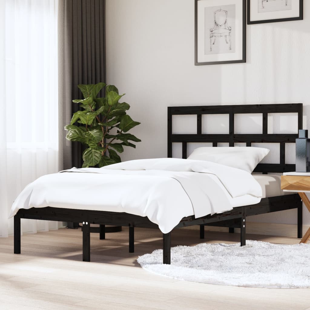 vidaXL Cadru pat King Size 5FT, negru, 150x200 cm, lemn masiv