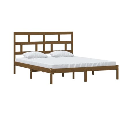 vidaXL Bed Frame Honey Brown Solid Wood Pine 160x200 cm