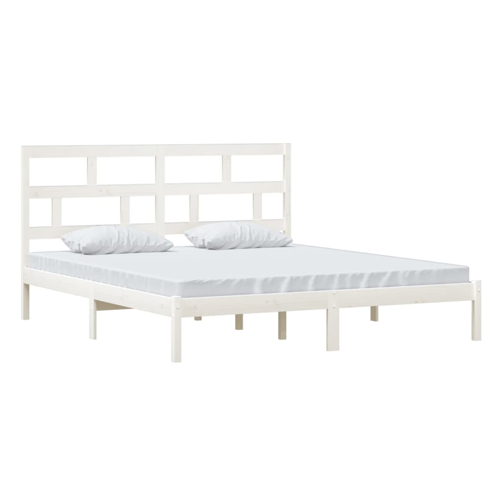 vidaXL Bedframe massief hout wit 180x200 cm afbeelding