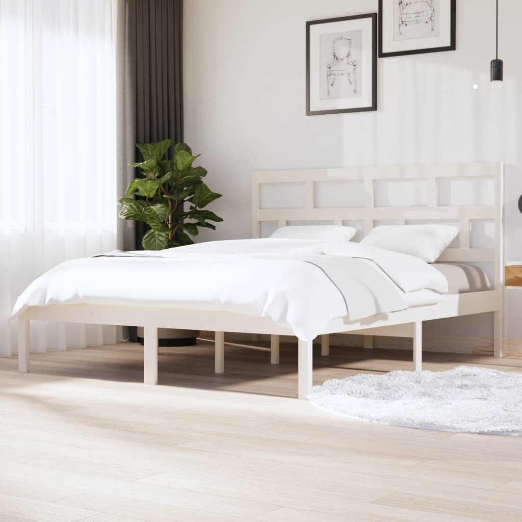 Rám postele bílý masivní dřevo 180 x 200 cm Super King