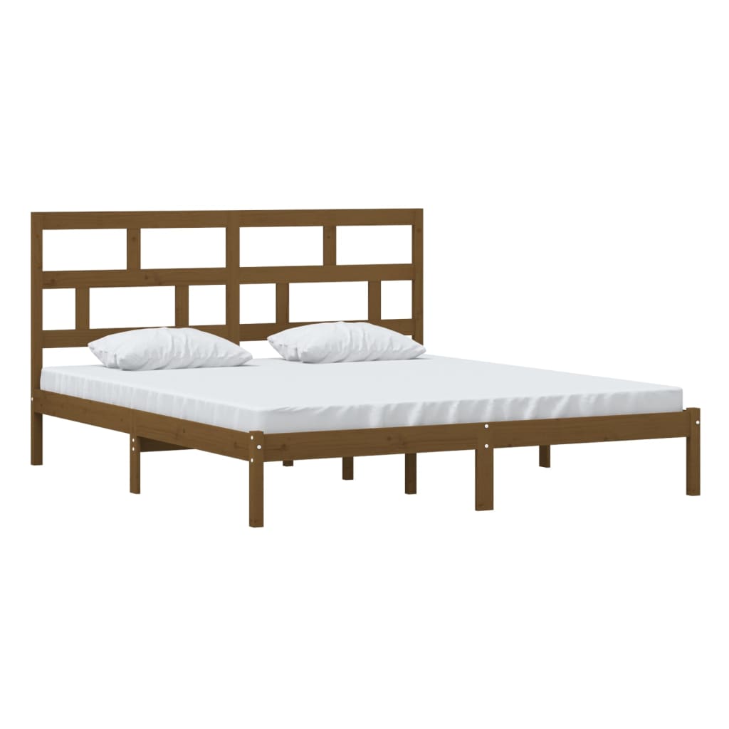 vidaXL Bedframe massief hout honingbruin 180x200 cm 6FT Super King