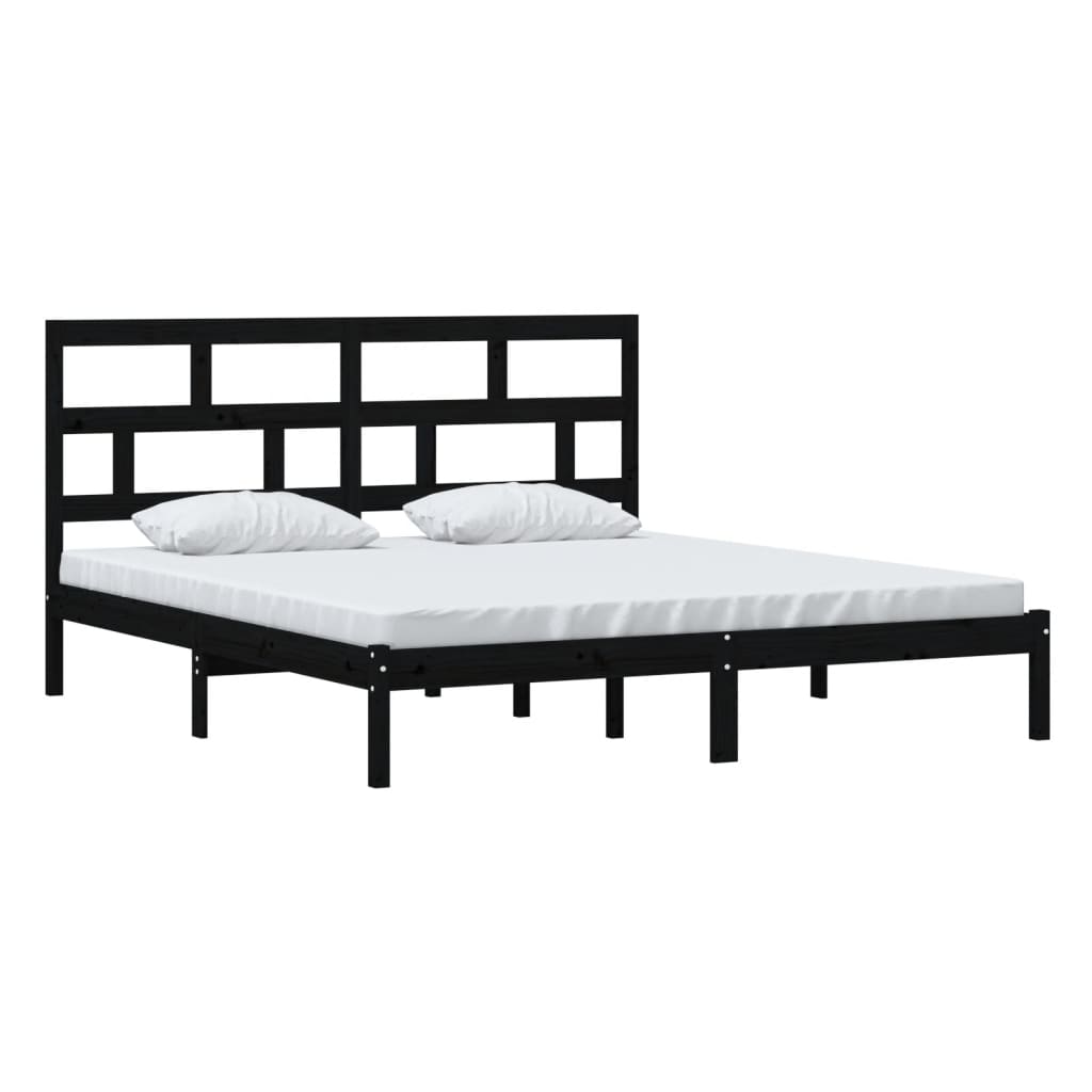 

vidaXL Bedframe massief hout zwart 180x200 cm 6FT Super King