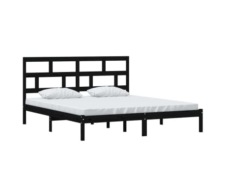 vidaXL Estructura de cama de madera maciza negra super king 180x200 cm