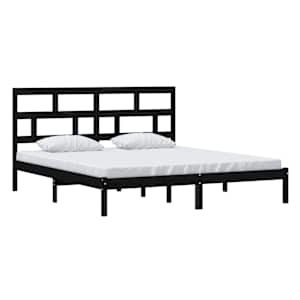 vidaXL Estructura de cama de madera maciza negra super king 180x200 cm
