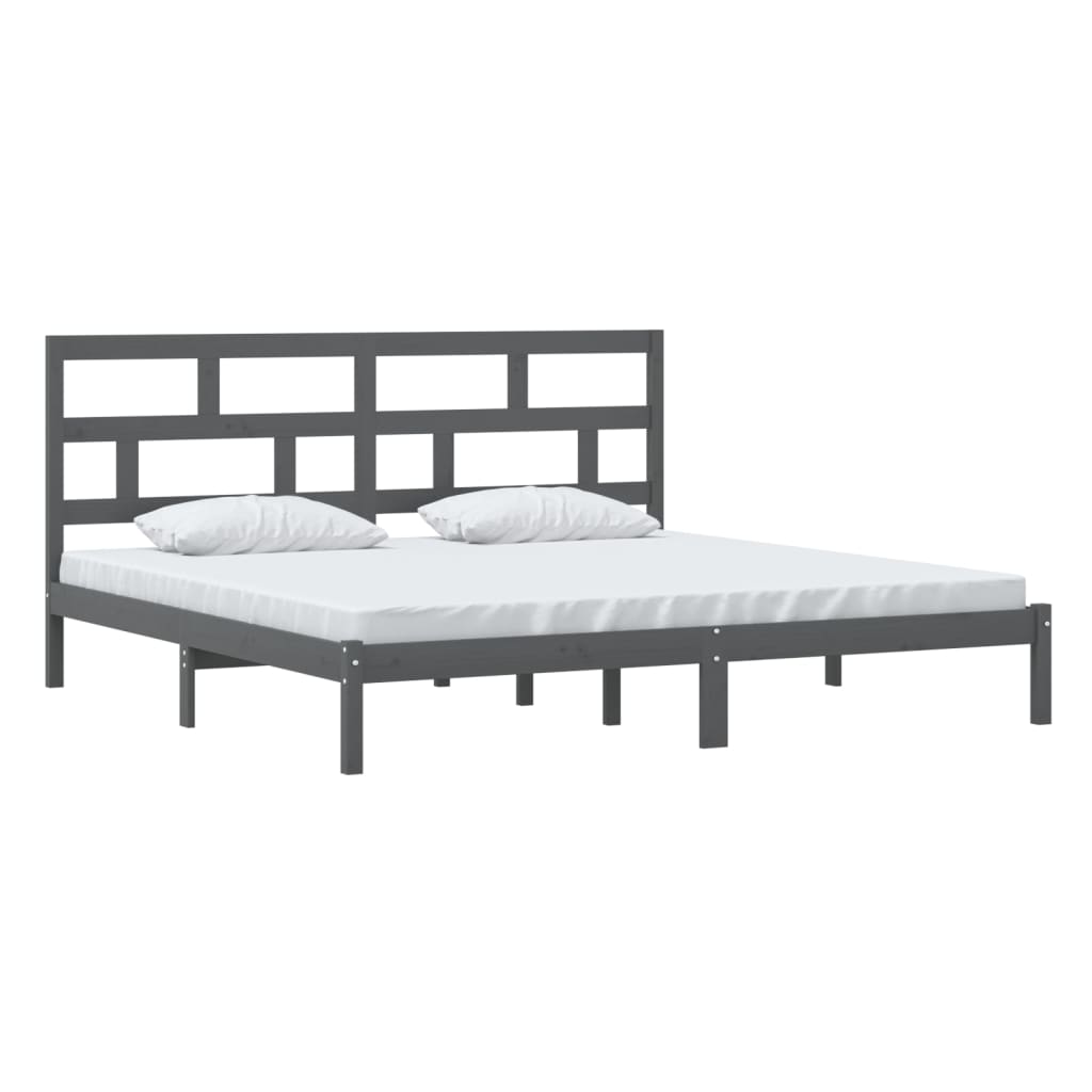 vidaXL Bedframe massief grenenhout grijs 200x200 cm afbeelding