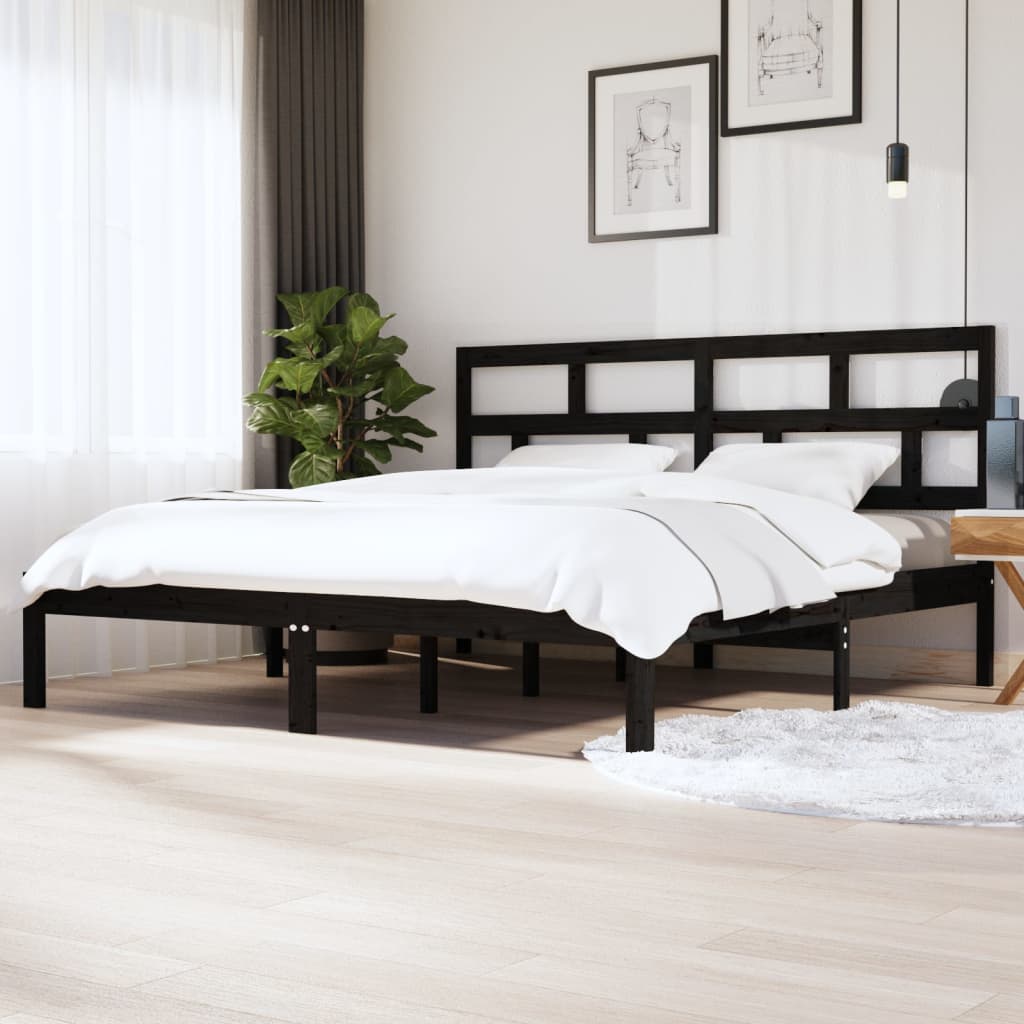 Rám postele černý masivní borovice 200 x 200 cm