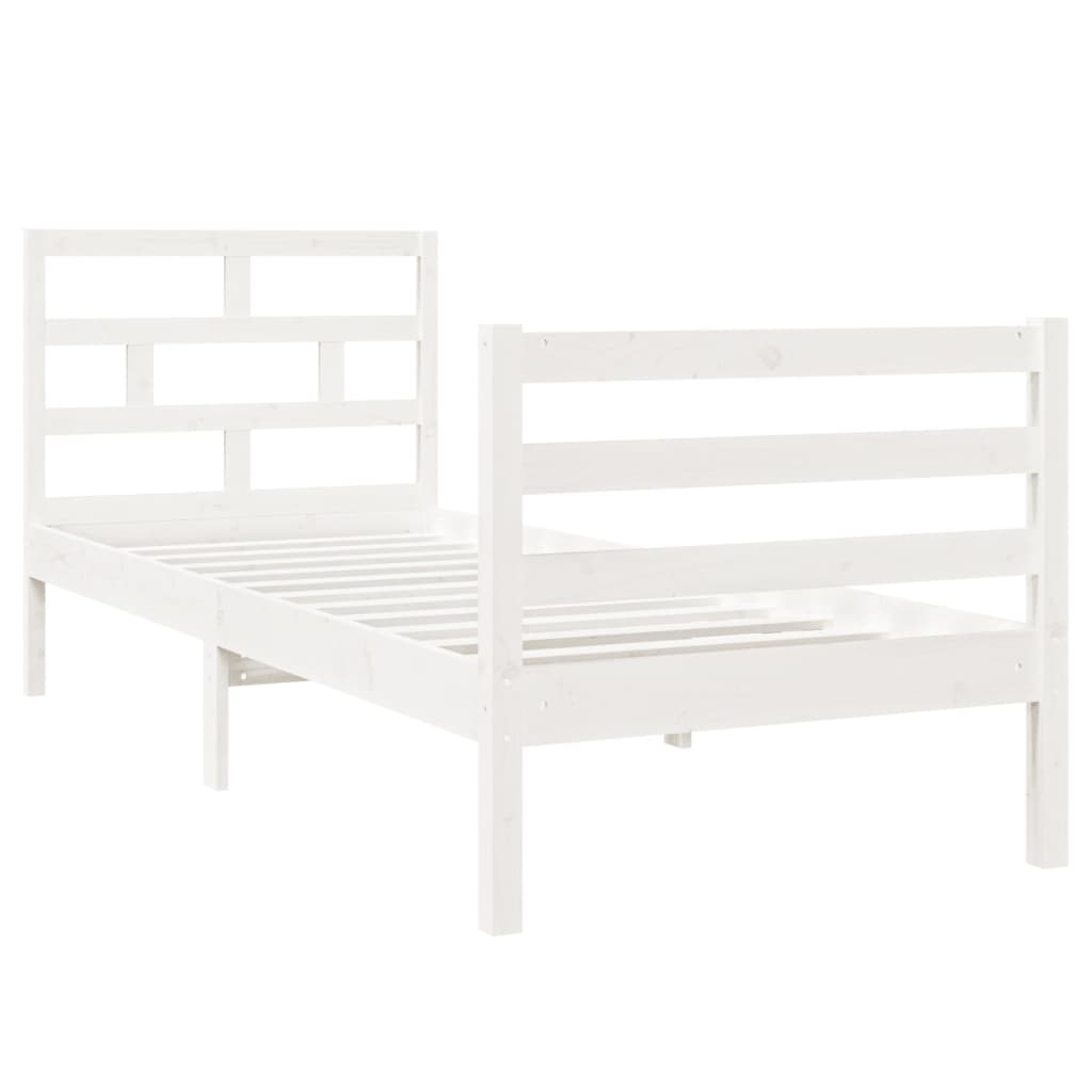 

vidaXL Bedframe massief hout wit 75x190 cm 2FT6 Small Single