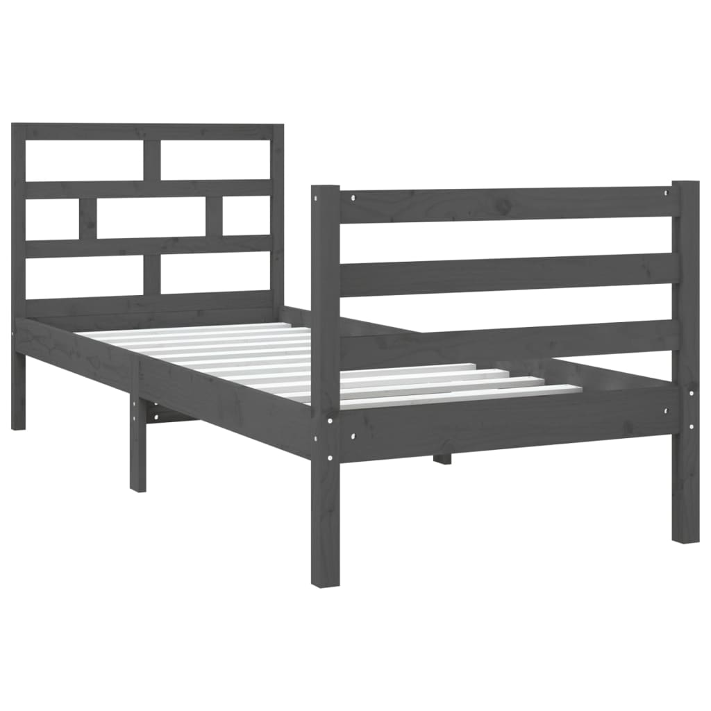 

vidaXL Bedframe massief hout grijs 75x190 cm 2FT6 small single