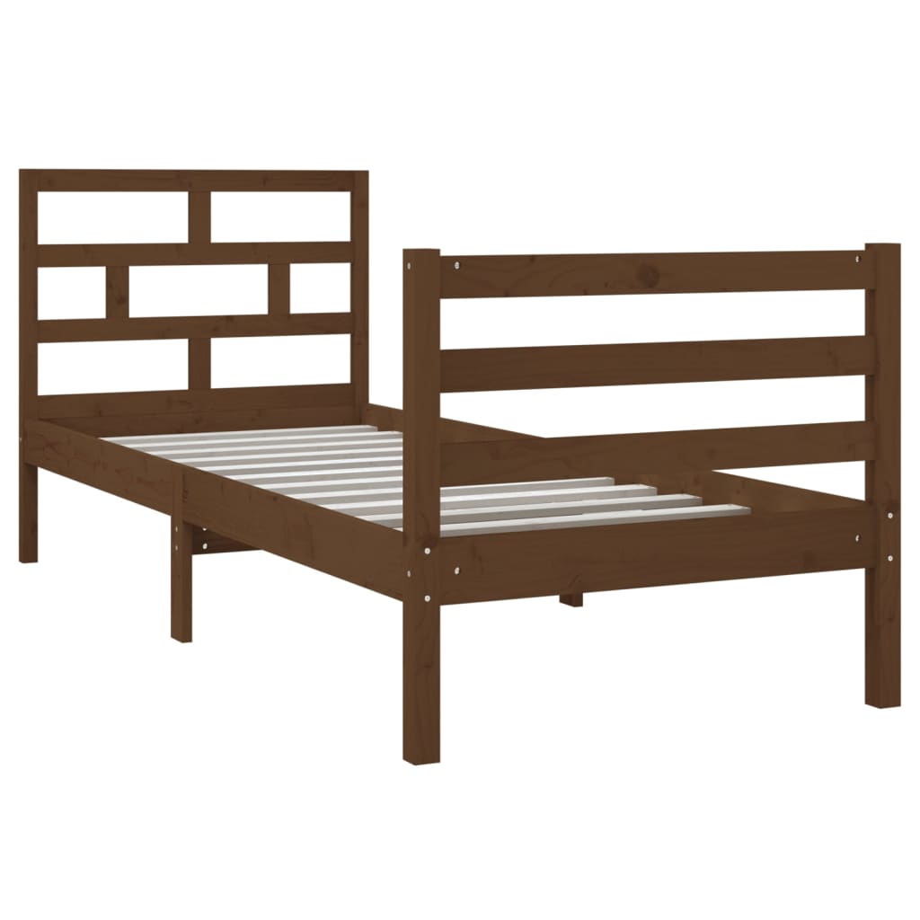 

vidaXL Bedframe massief hout honingbruin 75x190 cm 2FT6 small single