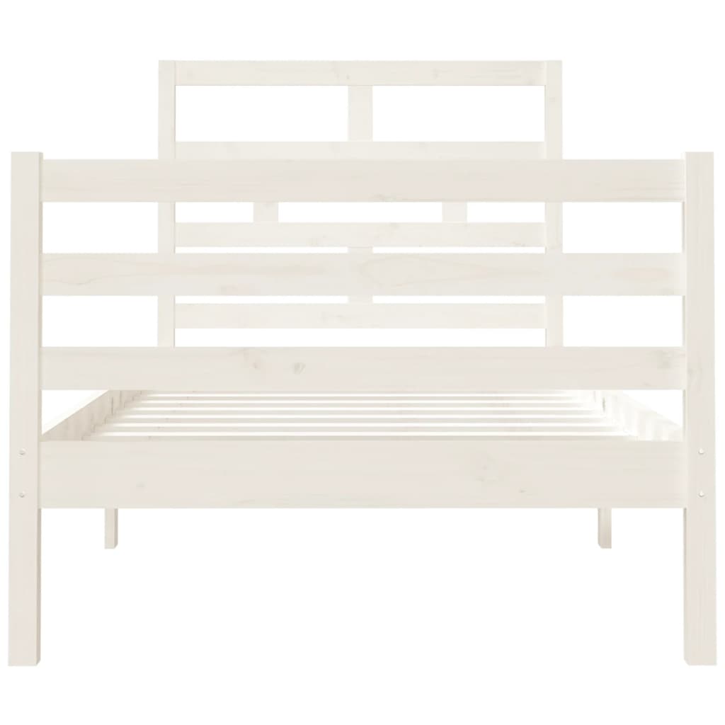 Cadru de pat Single 3FT, alb, 90x190 cm, lemn masiv