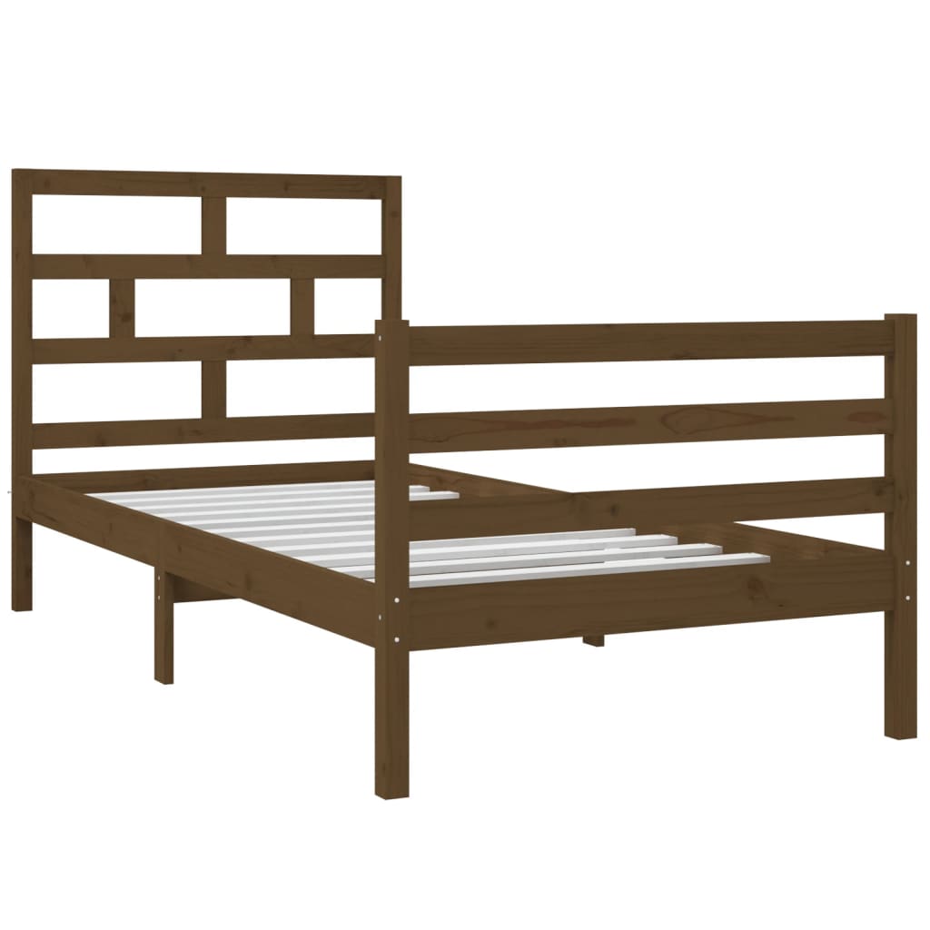 vidaXL Bedframe massief hout honingbruin 90x190 cm 3FT Single