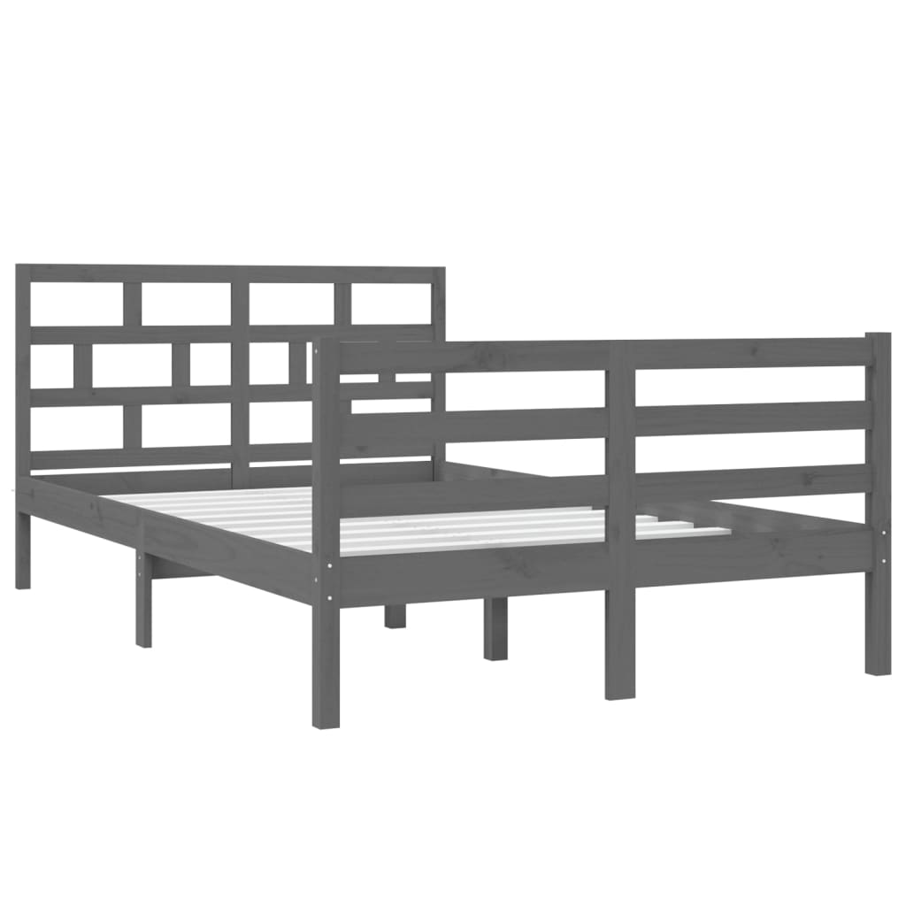 vidaXL Bedframe massief hout grijs 120x190 cm 4FT Small Double