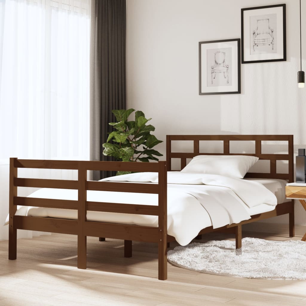 vidaXL Rám postele medově hnědý masivní dřevo 120x190 cm Small Double