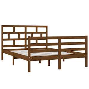 vidaXL Lovos rėmas, medaus rudas, 135x190cm, mediena, dvivietis