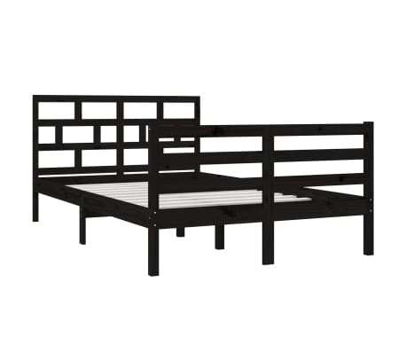 vidaXL Estrutura de cama casal 135x190 cm madeira maciça preto