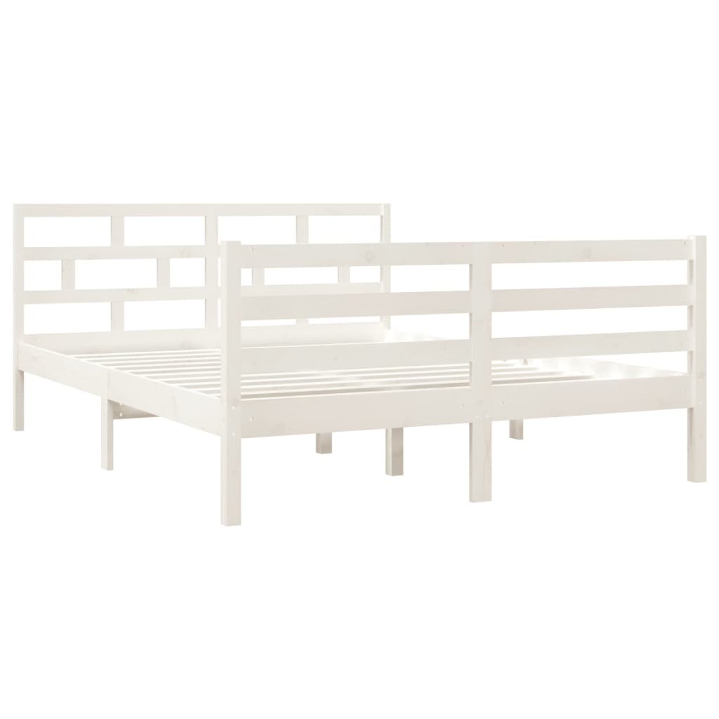 vidaXL Bedframe massief grenenhout wit 140x190 cm afbeelding