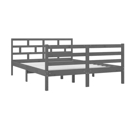 vidaXL Sengeramme gr&aring; heltre furu 140x190 cm