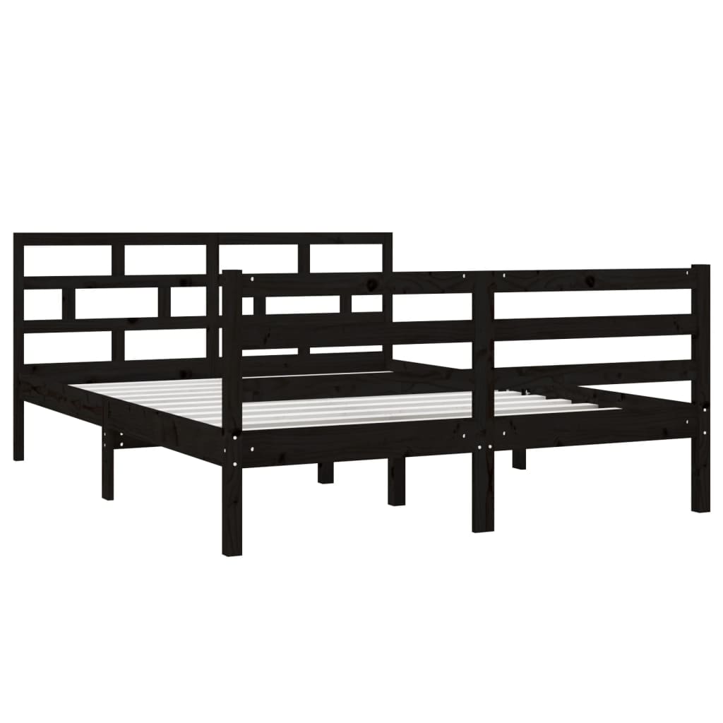 vidaXL Bedframe massief grenenhout zwart 140x190 cm