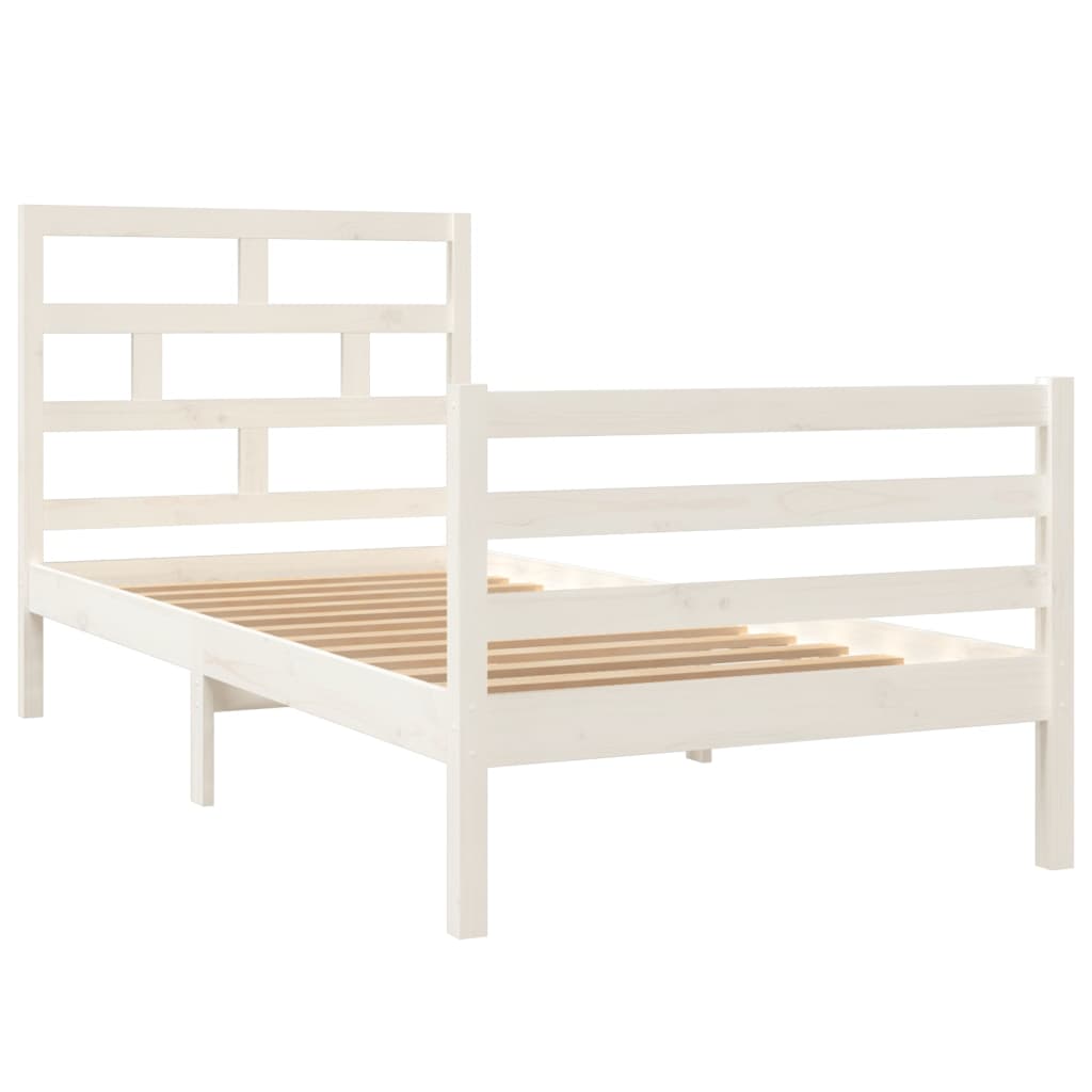 vidaXL Bedframe massief hout wit 90x200 cm