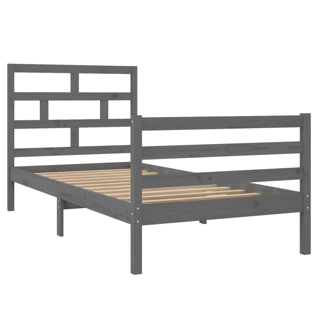 vidaXL Bedframe massief hout grijs 90x200 cm