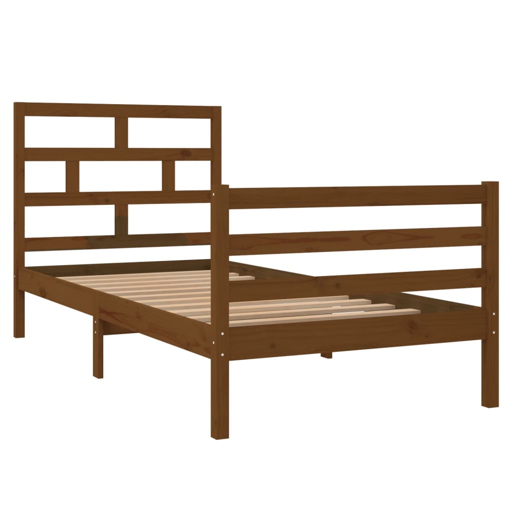 vidaXL Bedframe massief hout honingbruin 90x200 cm