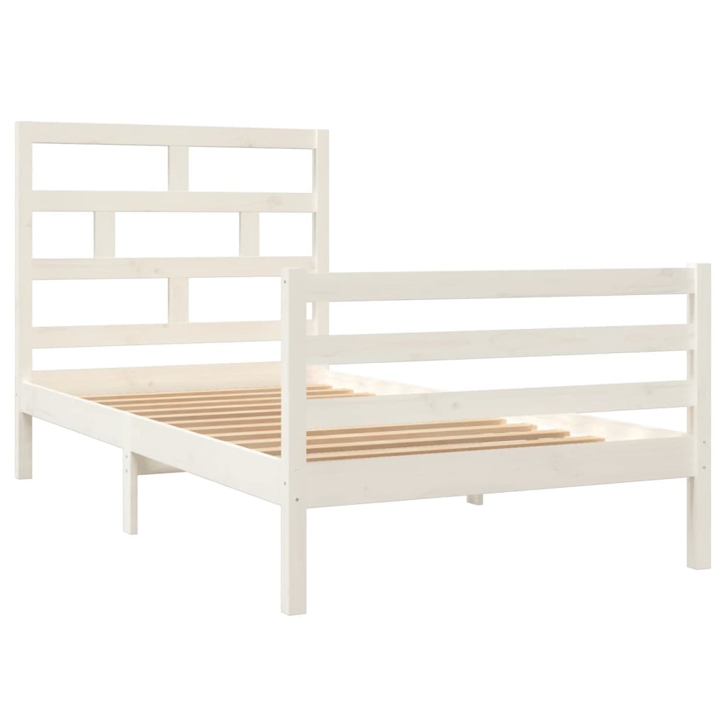 vidaXL Bedframe massief hout wit 100x200 cm